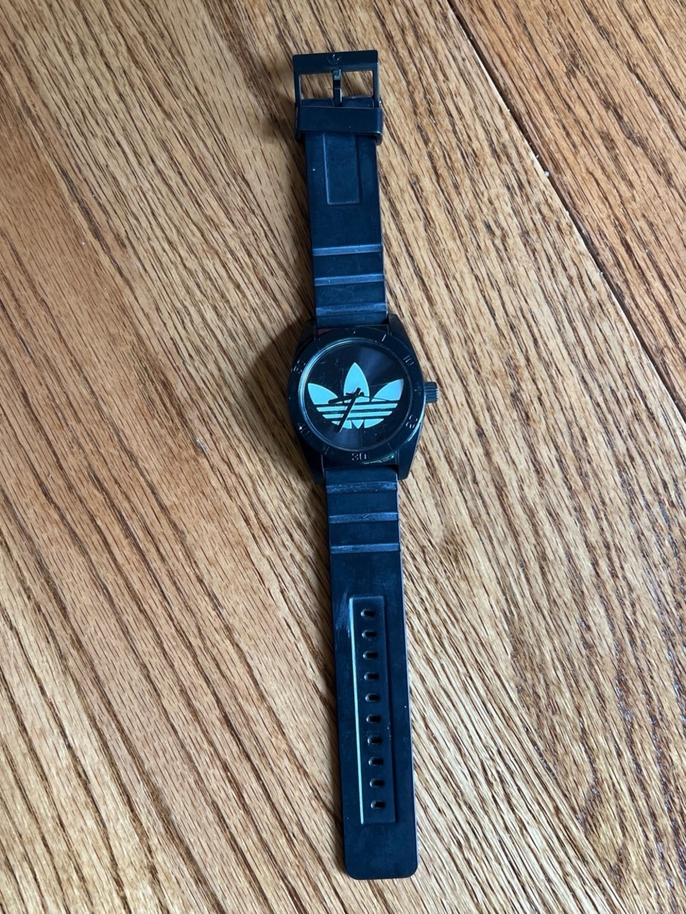 adidas Black Silicone Trefoil Dial Men's Watch Tested and new battery installed - Picture 2 of 6